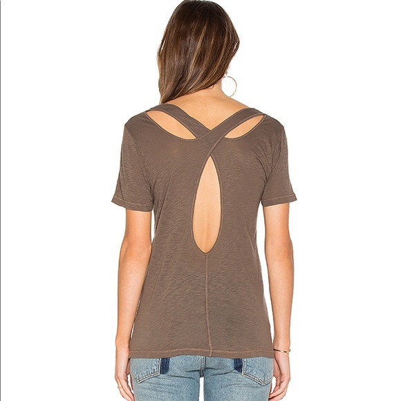 Splendid Cross Back Slub Tee in Military Olive - Picture 4 of 11